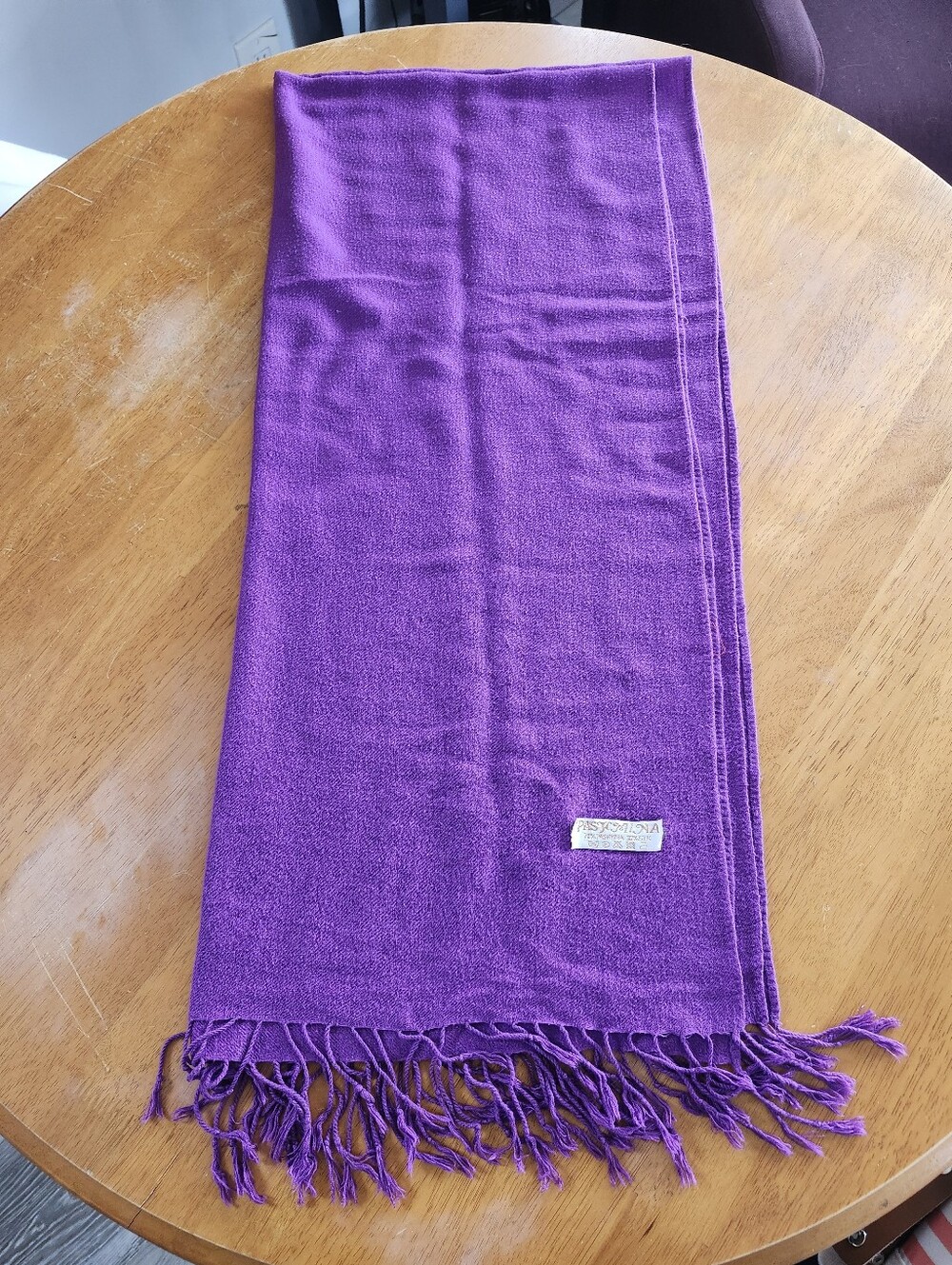 Pashmina Purple Cashmere Silk Scarf, Cashmere & Silk Fringe Wrap Shawl